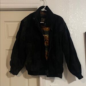 Men's Black Patchwork Suede Bomber Jacket 100% genuine leather